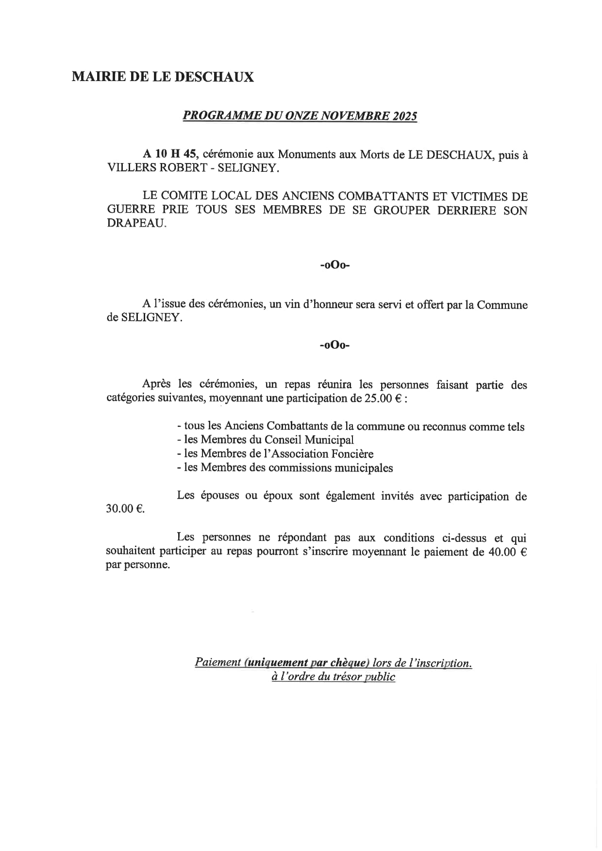 Cérémonie du 11 novembre