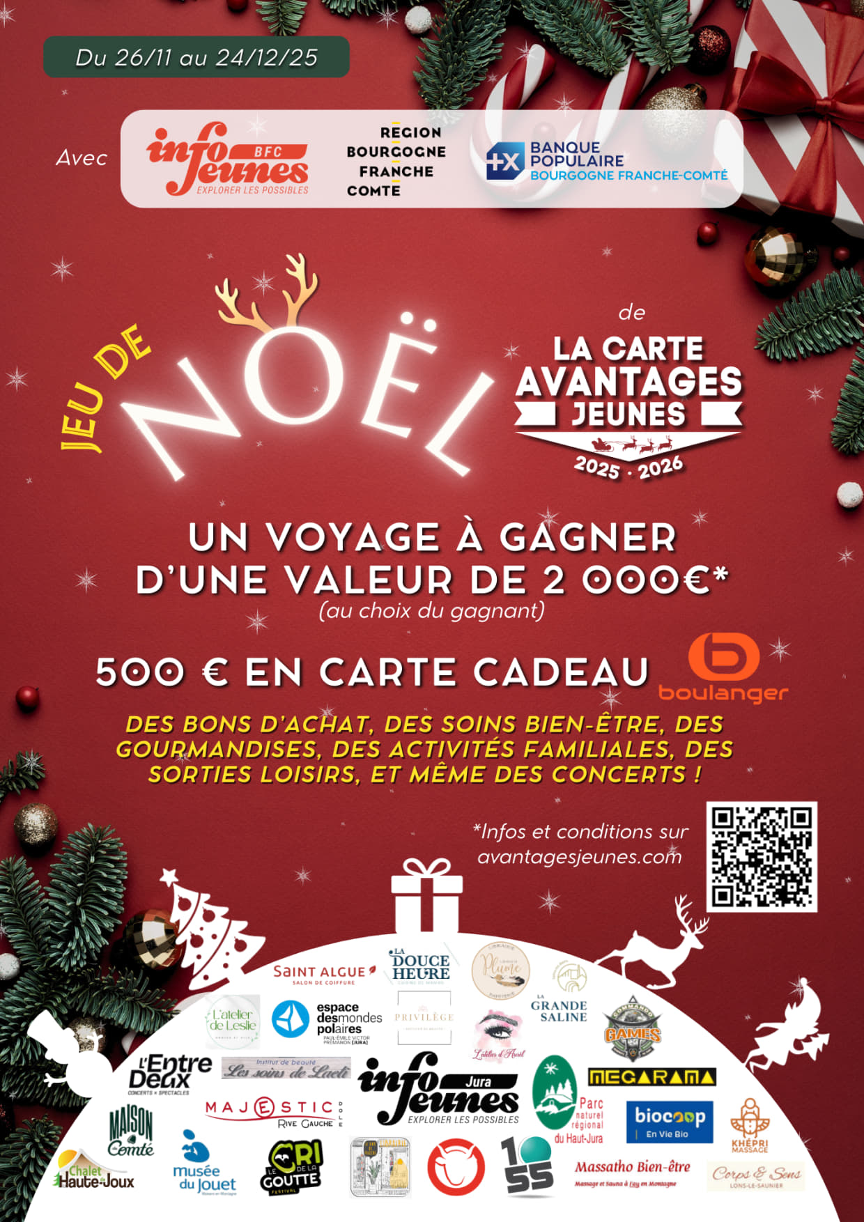 Grand jeu de Noël de la carte Avantages Jeunes du Jura